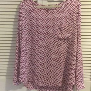 Loft long sleeve blouse with scattered red dots